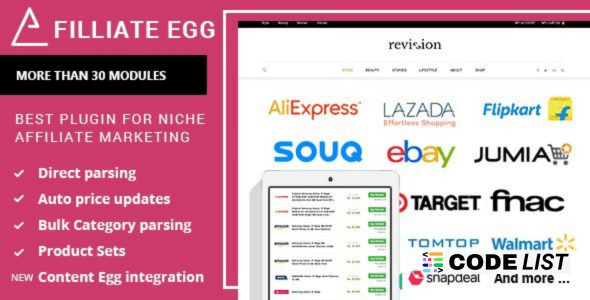 Affiliate Egg WordPress Plugin dashboard screenshot