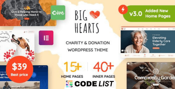 BigHearts Charity WordPress Theme homepage demo