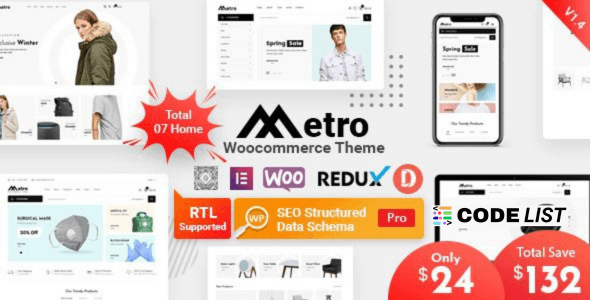 Metro WooCommerce WordPress Theme homepage preview
