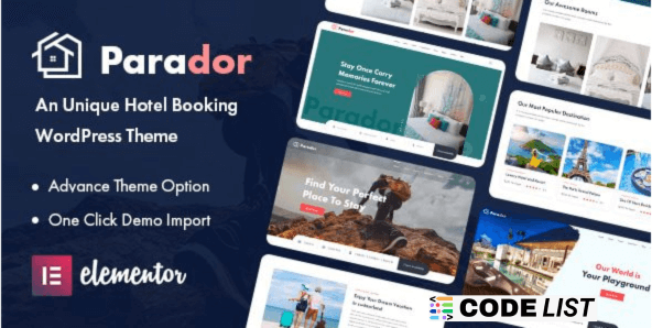Parador Hotel Booking WordPress Theme homepage design
