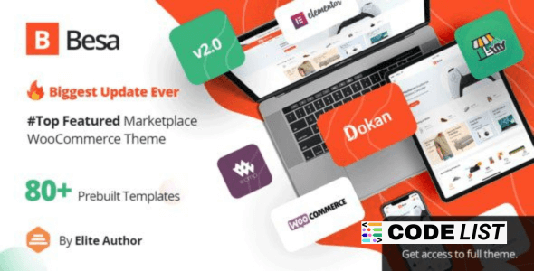 Besa WordPress Theme Marketplace Homepage