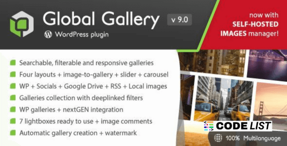 Global Gallery 9.3.0 WordPress plugin dashboard