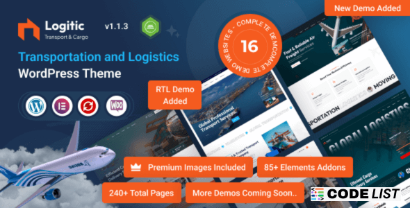 Logitic 1.1.4 Transportation Logistics WordPress Theme homepage