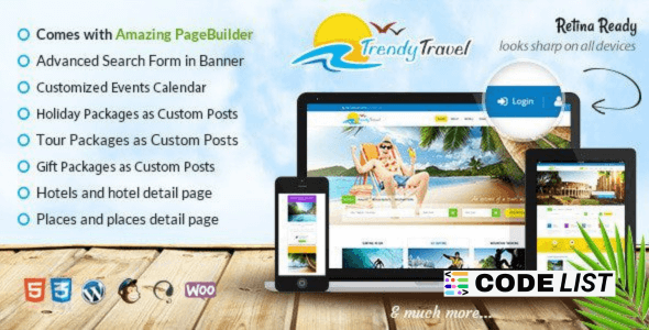 Trendy Travel WordPress Theme homepage demo