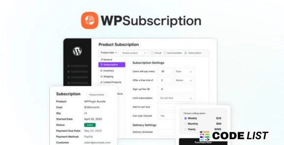 WPSubscription Pro WooCommerce Subscription Plugin dashboard