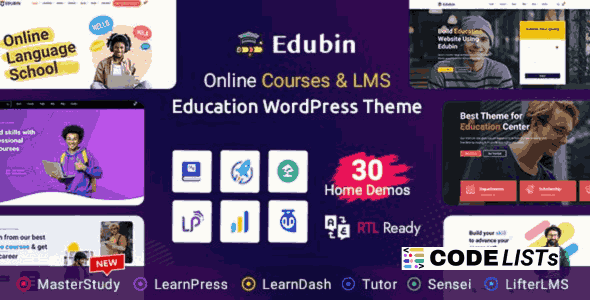Edubin WordPress Theme Dashboard