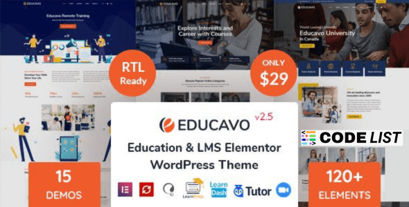 Educavo WordPress Theme Dashboard