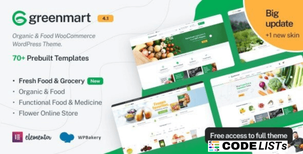 GreenMart WordPress Theme Interface