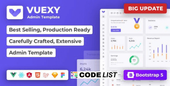 Vuexy Admin Dashboard Template for Vuejs, React, and Laravel