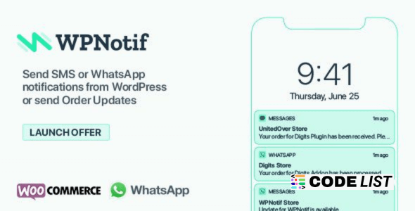 WPNotif WordPress SMS WhatsApp Message Notifications Plugin Dashboard