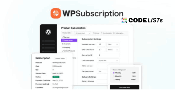 WPSubscription Pro WordPress plugin subscription management dashboard