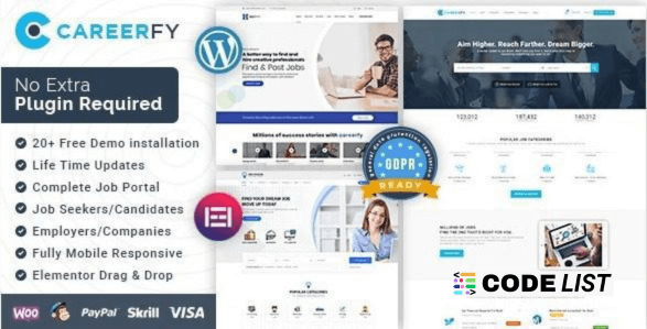 job board WordPress theme pro Careerfy 10.2.3 Dashboard
