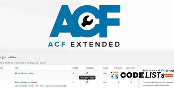 ACF Extended Pro WordPress plugin admin dashboard